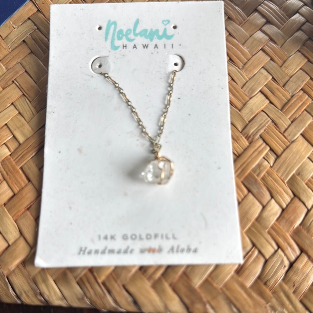 Gold wrapped Herkimer Diamond  Necklace